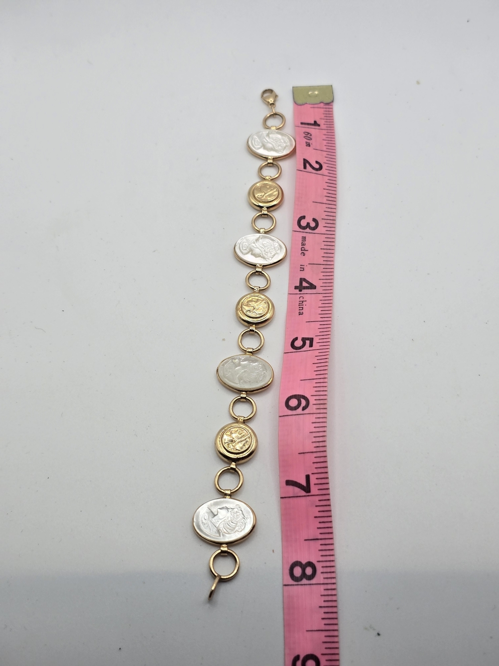 14k Gold Cameo Link Bracelet - Picture 5 of 8